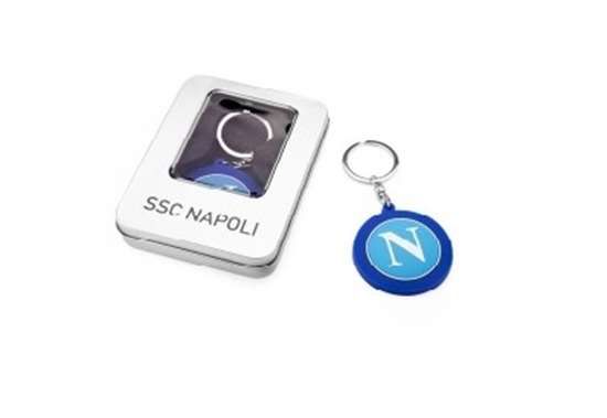 Gadget SSC Napoli. Portachiavi con logo in gomma in gift box