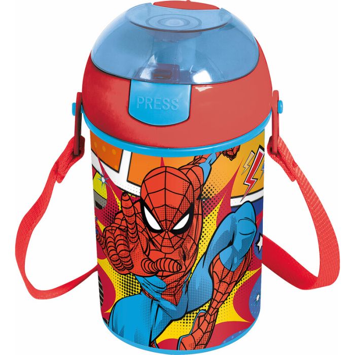 Borraccia Spiderman con tappo a pulsante in plastica da 450ML