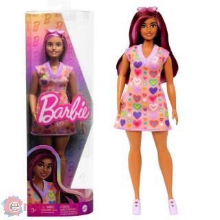 Barbie - Bambola Fashionistas con abito di maglia con stampa a cuore e tanti accessori