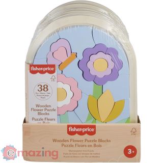 Fisher Price Puzzle di Fiori in Legno, 37 blocchi impilabili