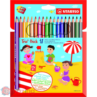 Pastelli Triangolari Stabilo Trio Thick 203/2-18 - Set da 18 + Temperamatite