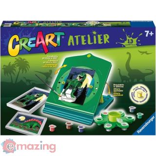Ravensburger - Il Mio Fantastico Atelier Creart, Set con Cavalletto Tema Dinosauri, Dipingere con I Numeri