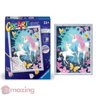 Ravensburger - Creart Serie D: Unicorni Glitter, Kit per Dipingere con I Numeri,