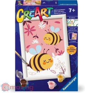 Ravensburger - Creart Serie E: Apette Felici, Dipingere con I Numeri, Kit Pittura Bambini, Cornice Inclusa