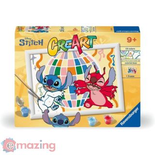 Ravensburger - Creart Serie D: Stitch & Leroy, Dipingere con I Numeri, Kit Pittura Bambini, Cornice Inclusa, Gioco Educativo