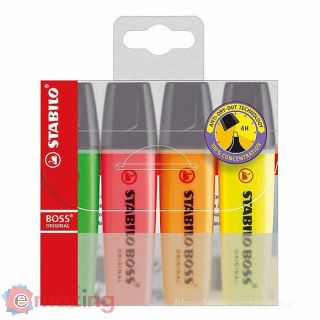 Evidenziatori Stabilo Boss 70/4 - Set da 4 Fluo Assortiti