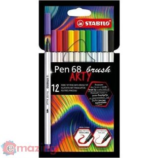 Pennarelli Stabilo 68 Brush Arty astuccio da 12 Colori assortiti