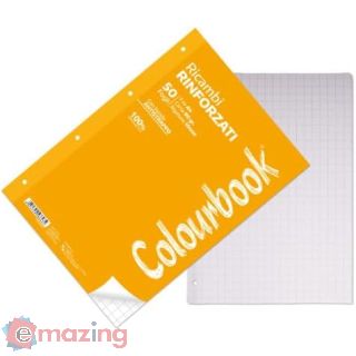 Colourbook - Ricambi Rinforzati A4, 50 Fogli, Quadrettatura 10mm