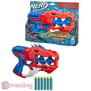 Nerf DinoSquad - Blaster lancia-dardi Raptor-Slash, con tamburo rotante da 6 dardi, azione raffica di colpi
