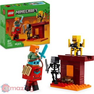 Lego Minecraft 21266 Battaglia Sul Ponte del Nether, Gioco D'avventura Bambini 6+ con Funzioni e 4 Personaggi Dal Videogioco