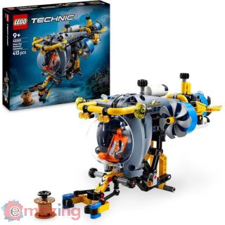 Lego Technic 42201 Sottomarino per Esplorazioni Abissali, Giocattolo con Eliche Mobili e Cabina Apribile, Giochi Bambini 9+