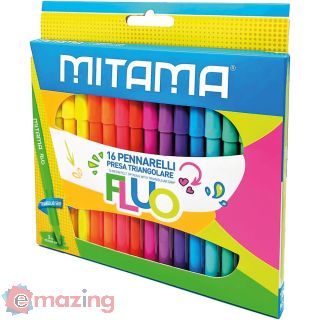 16 Pennarelli Presa Triangolare Fluo