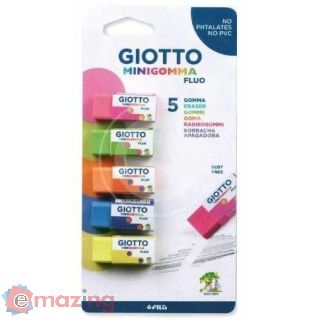 Gomma Giotto Minigomma Fluo. Confezione 5 Pezzi