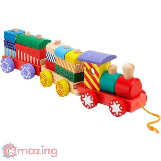 Trenino Costruzioni in Legno Trainabile