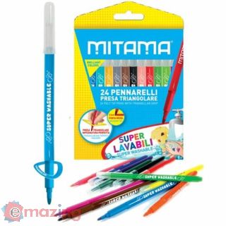 Mitama Pennarelli Mitama Super Lavabili Presa Triangolare Punta 3 Mm Bl. 12pz Mt