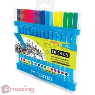 Penna Liner 0.4 MItama, colori assortiti in Pet Box da 15 pz