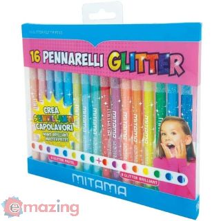 Mitama Pennarelli Glitter Triangolari Punta Fine 16pz