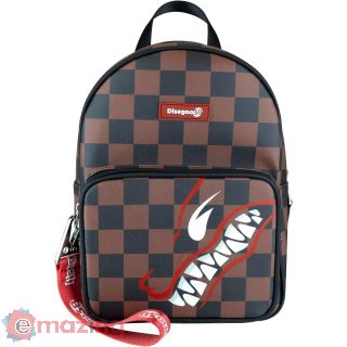 Zainetto Donna Cr Group | 6l | Donna Ragazza | Fantasia Quadretti con Stampa Lupo | Tasca Frontale | Spalline Regolabili
