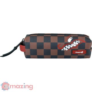 Disegno 38 Astuccio Cr Group | Ragazzi | Fantasia Quadretti con Stampa Lupo | Manico Rosso | Chiusura Zip