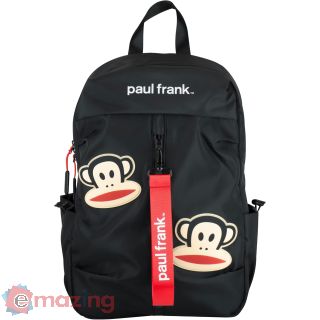 Paul Frank Zaino Tempo Libero Cr Group | Licenza Ufficiale 18l | Ragazzi | Nero con Patch Gommate Julius | Vano Laptop | Schienale Imbottito