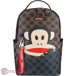 Paul Frank Zaino Tempo Libero Cr Group | Licenza Ufficiale 33l | Uomo Donna | Fantasia Quadretti con Stampa Julius | Vano Laptop | Schienale Ergonomico