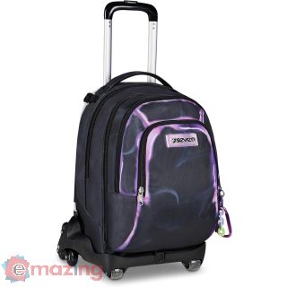 Seven Trolley Scuola Jack 8 Ruote Detach Shadows Of Color, Nero, 34 L, Scomponibile, Cross-over System, Zainetto Staccabile, Tasca Laterale Porta Borraccia, Scuola Elementare e Media, Bambini, Ragazzi