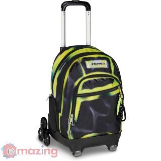 Seven Trolley Scuola Comby 8 Ruote Shadows Of Color, Nero, 31 L, Scomponibile, Uso Zaino, Barra Telescopica Regolabile, Tasca Attrezzata, Tasca Porta Pc, Scuola Elementare e Media, Bambini, Ragazzi