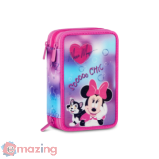 Minnie Astuccio 3 Zip Corredato con 44 Pezzi e Triplo Scomparto per Scuola Primaria