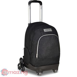 Seven Trolley Scuola Comby 8 Ruote Made Of Stars, Nero, Effetto Brillantini, 31 L, Scomponibile, Uso Zaino, Barra Telescopica, Tasca Attrezzata, Tasca Porta Pc, Scuola Elementare e Media, Bambina