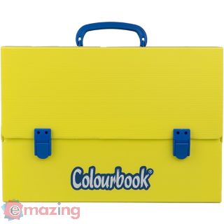 Colourbook Cartella in Polionda 40x30 Cm, Valigetta Portadisegni Scuola con Dorso 8 Cm, Manico Ergonomico, Doppia Chiusura a Scatto, Cartellina in Plastica per Arte e Tecnologia (giallo)
