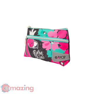 Astuccio bustina maxi 2 zip flamingo