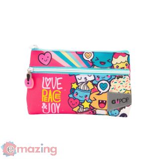 Astuccio bustina maxi 2 zip love e peace