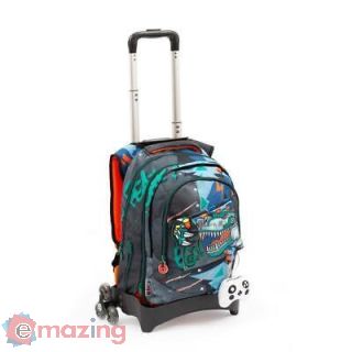 GOPOP Zaino Trolley 3 ruote Smart-Click T-Rex Scuola 2024/25