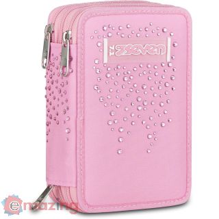 Seven Astuccio 3 Zip Rosa Brillantinato