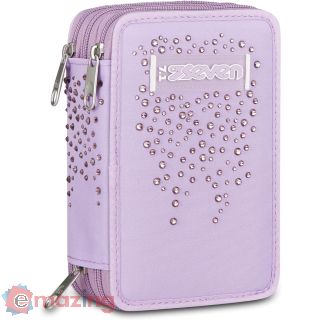 Seven Astuccio 3 Zip Lilla Brillantinato