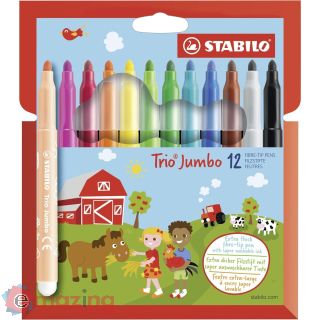 Pennarelli Maxi Stabilo Trio Jumbo 380/12 - Set da 12 Assortiti
