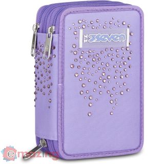 Seven Astuccio 3 Zip Viola Brillantinato