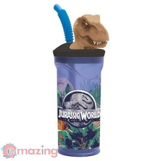 Bicchiere con cannuccia Jurassic World 3D