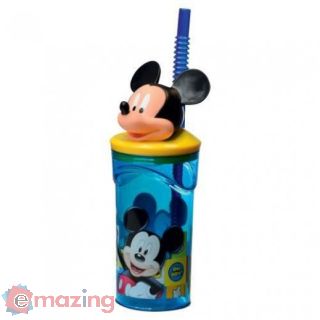 Bicchiere Mickey con Cannuccia e Personaggio 3d