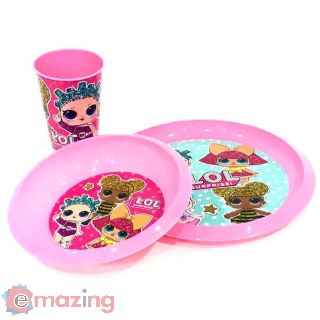 LOL Surprise. Set Colazione 3 pezzi bicchiere, piatto e ciotola