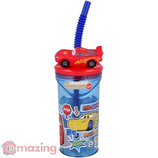 Cars bicchiere con cannuccia e personaggio 3D