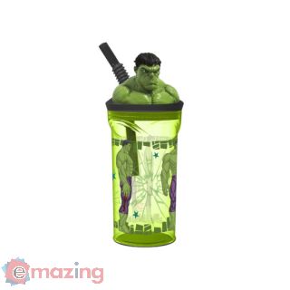 Bicchiere con cannuccia du Hulk 3D