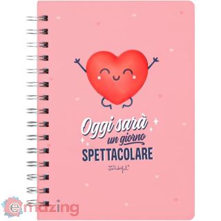 Mr Wonderful Quaderno con squishy cuore A5 Oggi sarà un giorno spettacolare