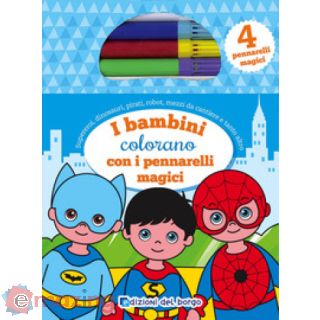 I bambini colorano con i pennarelli magici. Con 4 pennarelli magici