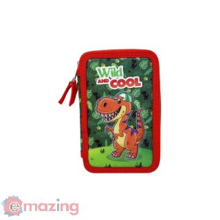 Astuccio 3 Zip Boy Dinosauro Cool Dino