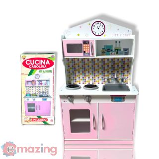 Cucina Carolina in Legno Rosa/bianca + a