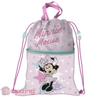 Minnie Mouse - Sacca Zaino con Tasca, 44x33 cm, "Happy to Be Me" (MJW22023)