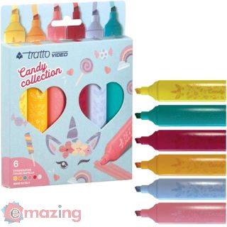Evidenziatore Tratto Video Candy - 6 Pz.
