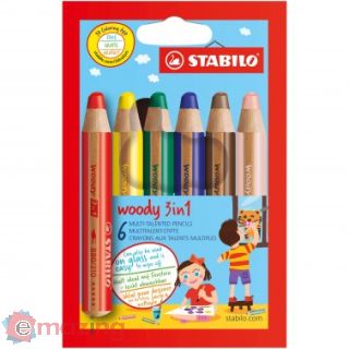 Matitoni Stabilo Woody 3in1 8806 - Set da 6