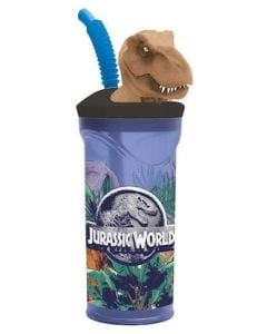 Bicchiere con cannuccia Jurassic World 3D